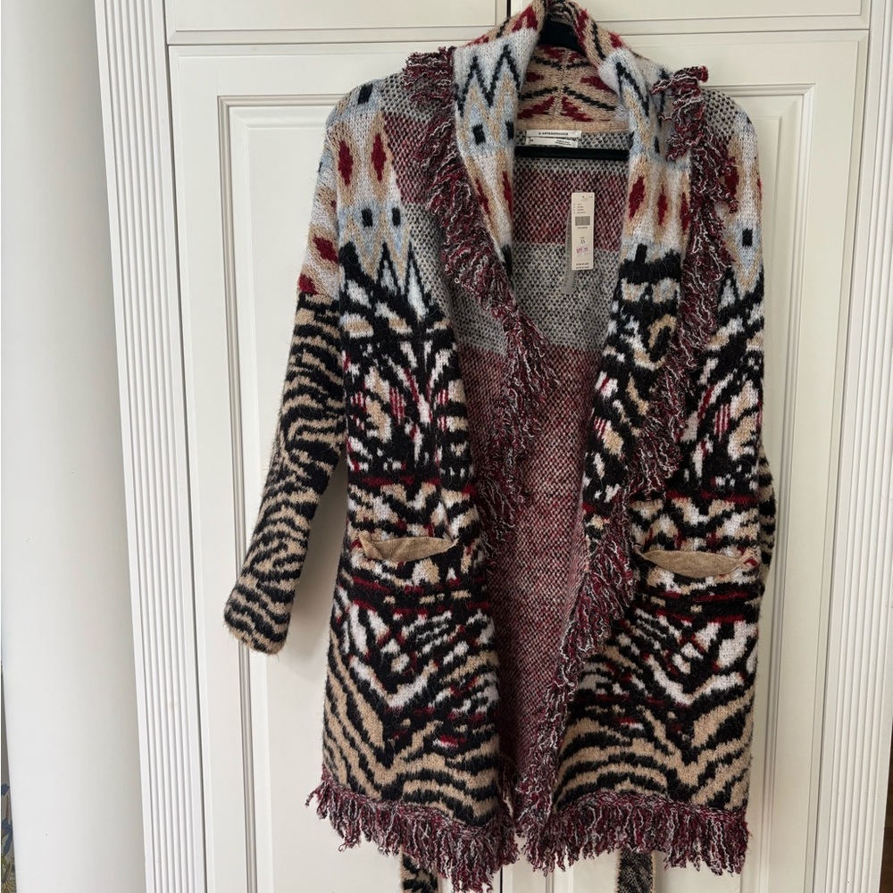 Anthropologie Bold Red and Black Cardigan Sweater